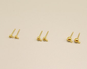 5 alfileres para pendientes de latón dorado o plateado