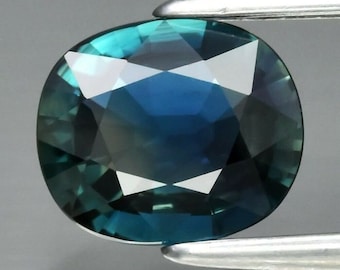 Zafiro azul verde certificado de 1,01 ct / 6,66 x 5,66 mm ovalado