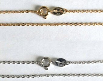 Cadena de plata de ley rodiada de 1 mm