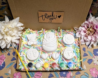 Zestaw do malowania inspirowany baby shower - Pomaluj własny zestaw na baby shower - Prezenty - Malowanie - Gips modelarski - Zestaw aktywności - Dziecko