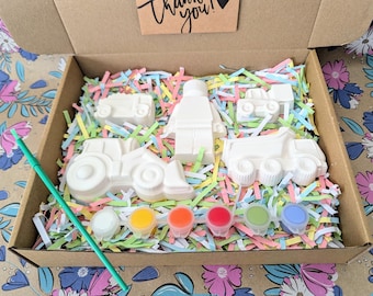 Zestaw do malowania dla dzieci inspirowany Construction Builder - Pomaluj własne Zestaw konstrukcyjny - Prezenty - Koparka. Gips modelarski - Zestaw aktywności