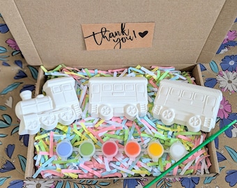 Zestaw do malowania dla dzieci inspirowany pociągiem - Zestaw do malowania własnego pociągu - Prezenty - Do malowania - Malowanie - Gips - Zestaw do aktywności