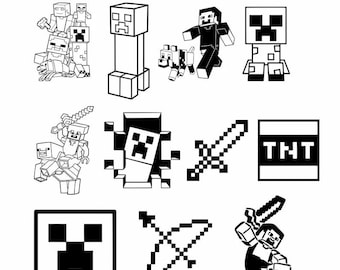 MineCraft SVG DFX Digital Bundle, Silhouette Cameo, Cricut i pliki do cięcia laserowego, Gamer Head