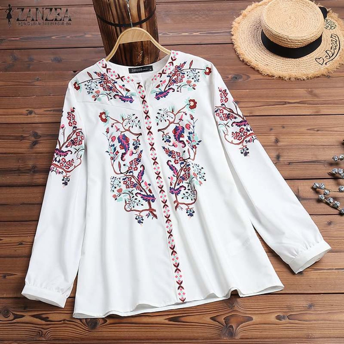 Plus Size Boho Floral Print Women Blouses With Flared Sleeves - Etsy