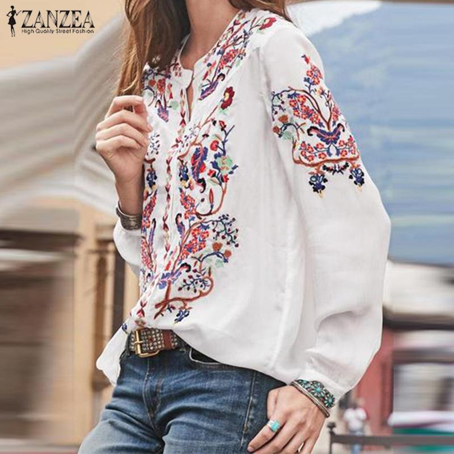 Plus Size Boho Floral Print Women Blouses With Flared Sleeves - Etsy