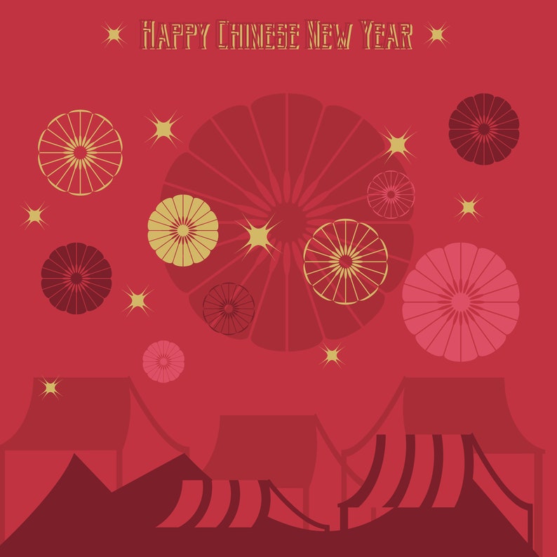 Happy Chinese New Year Background Design Format Ai EPS 10 and | Etsy