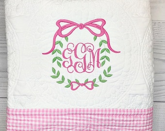 Monogrammed Baby Quilt,Personalized Baby Girl Blanket, Monogrammed Baby Gift,  Baby Girl Quilt, Personalized Baby Quilt for Girls, Baby Gift