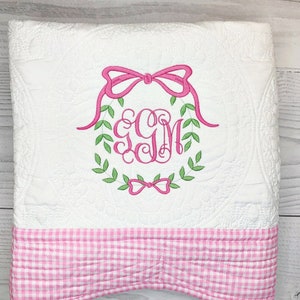 Monogrammed Baby Quilt,Personalized Baby Girl Blanket, Monogrammed Baby Gift,  Baby Girl Quilt, Personalized Baby Quilt for Girls, Baby Gift