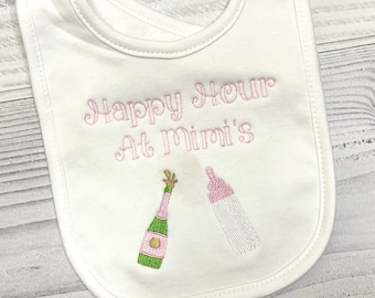 Personalized Baby Bib and Burp Cloth Set-Baby Happy Hour Design-Mom to be Gift- Baby Shower Gift-Personalized Gift