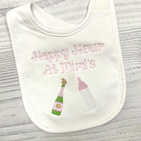 Personalized Baby Bib and Burp Cloth Set-Baby Happy Hour Design-Mom to be Gift- Baby Shower Gift-Personalized Gift