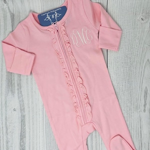 Baby Girl Outfit/Monogrammed Footie Outfit/Baby Girl Coming Home Outfit/Newborn Gift