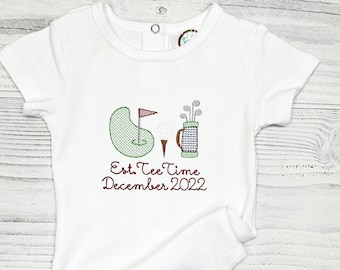 Pregnancy announcement baby bodysuit with golf design-Baby Coming-Golf design