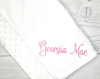Baby Blanket Embroidered with Initials or Name-Personalized Baby Gift-Baby Boy Blanket-Baby Girl Blanket