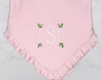 Monogrammed Baby Girl Blanket/Stroller Blanket/BabyGift/Swaddling Blanket