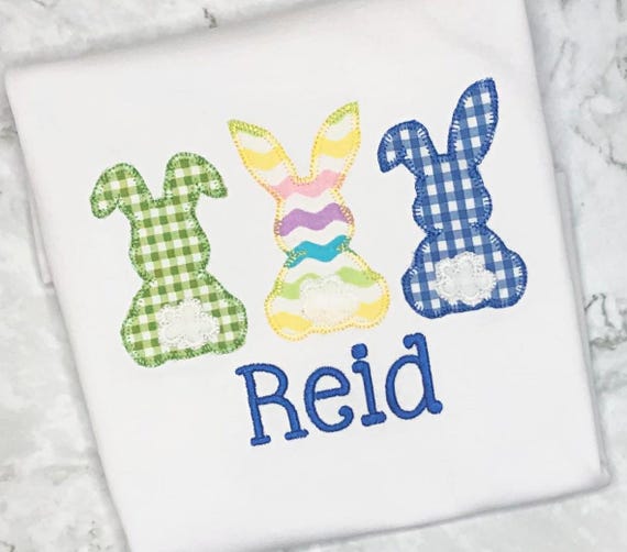 Boys Easter Bunny Shirts- CustomThree Bunnies Shirt-Personalized-Monogrammed