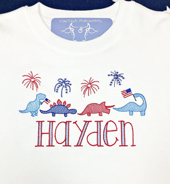Boys 4th of July Shirt embroidered and personalized.  Toddler and Baby Fourth of July Shirt or outfit.