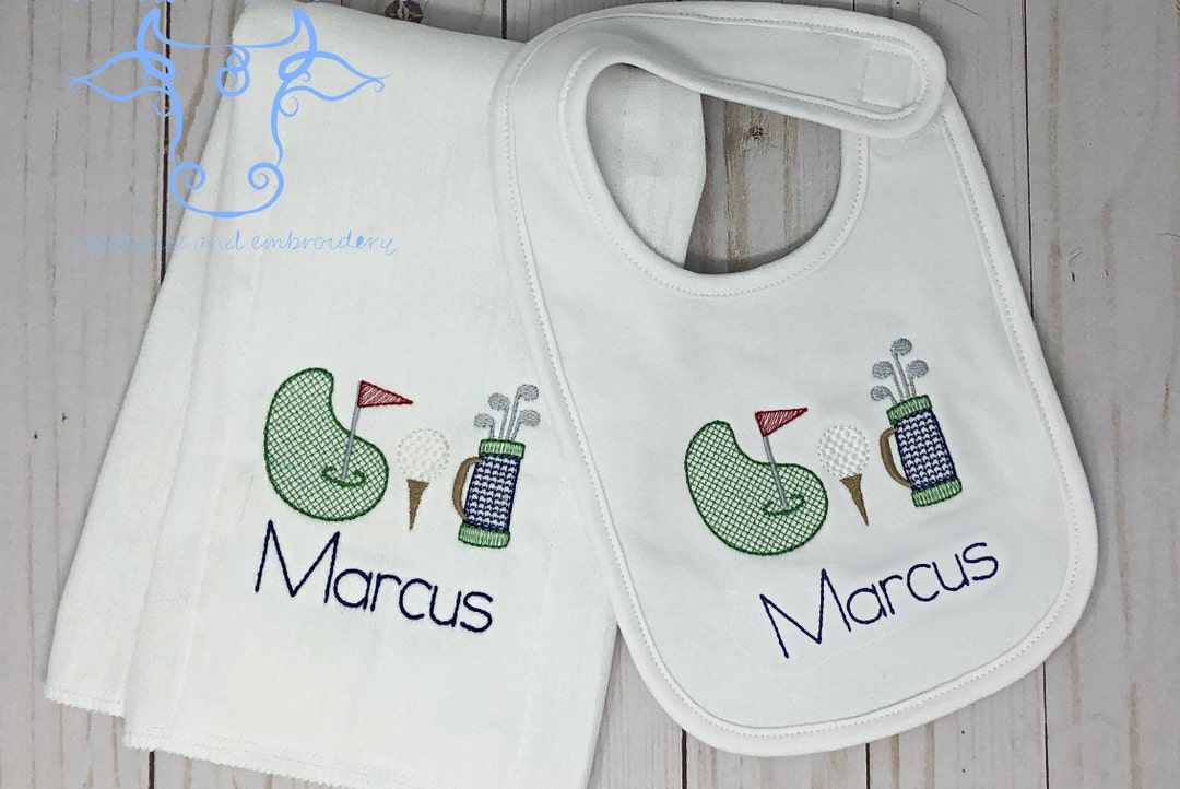 Golf Basic Bib & Burp Set, Blue