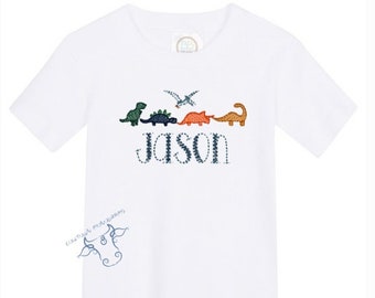 Boys Dinosaur T-Shirt Personalized Monogrammed shirt , Baby Outfit, Toddler Shirt, Sketch design