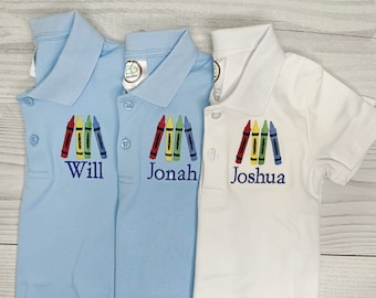 Boys Back to School Polo Shirt Monogrammed /Monogrammed School Shirt Uniform/Back to School Polo Shirt/First Day of School shirt