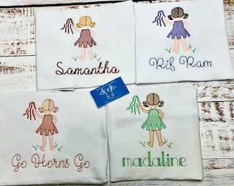 Girls cheerleader shirt embroidered and personalized/ Sports game day shirt/toddler and baby cheerleader shirt