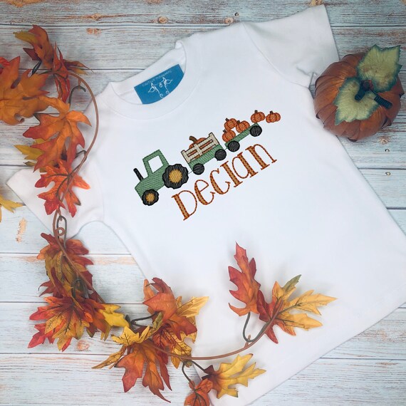 Boys Thanksgiving Shirt/Tractor with Pumpkin Shirt/Thanksgiving Personalized Shirt/Fall Shirt