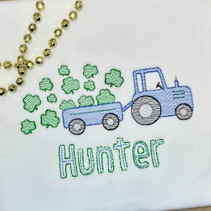 Personalized St. Patricks Day Shirt for Baby and Kids/ Tractor with Shamrocks Shirt/ Toddler St Patricks Day outfit