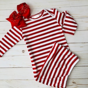 Baby Coming Home outfit Christmas-  Newborn Christmas Baby Gown- Newborn Valentine&#39;s Day Outfit-Newborn Gift- Christmas Baby