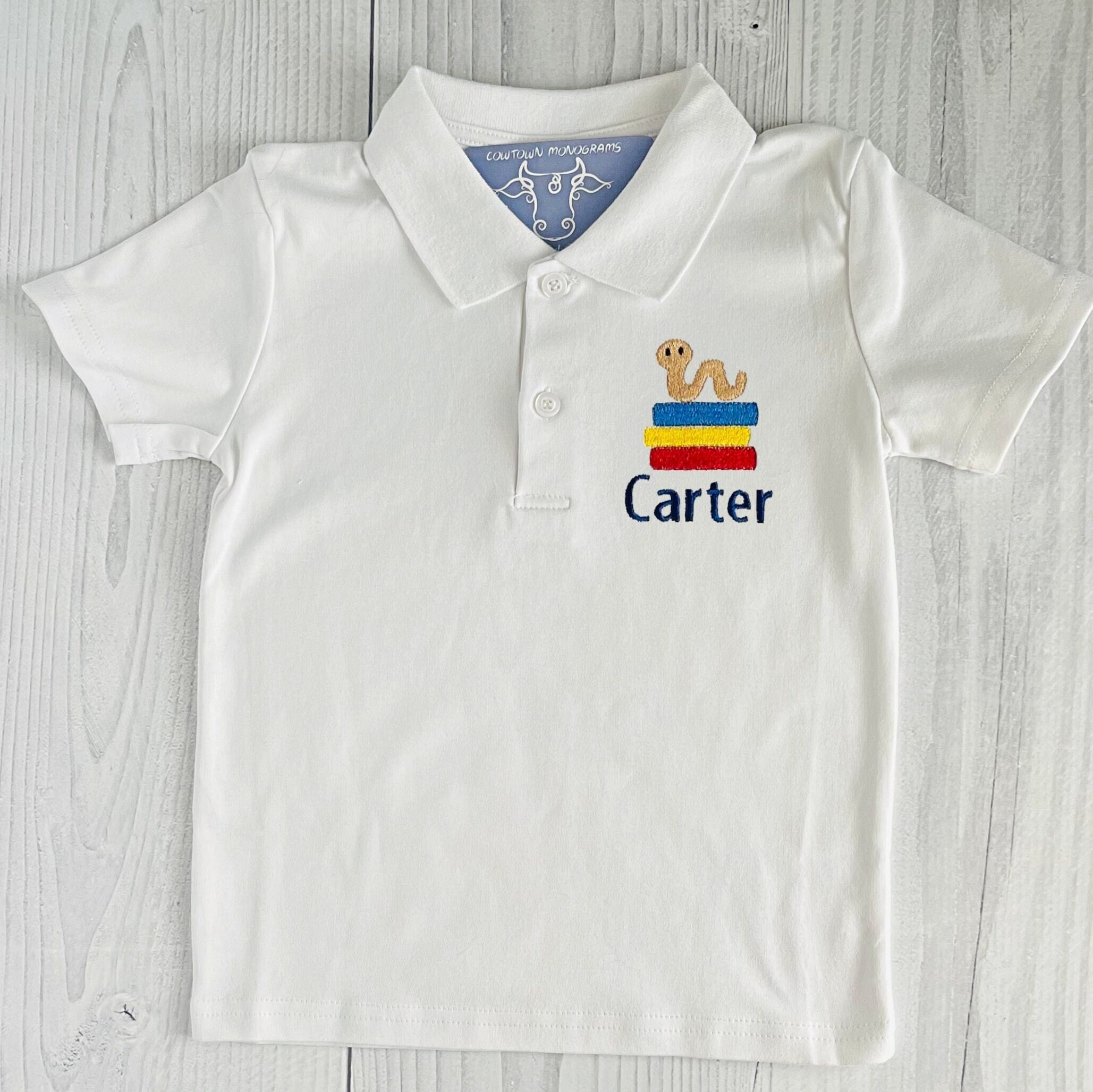 Embroidered Stacked Monogram Polo Shirt • School Uniform