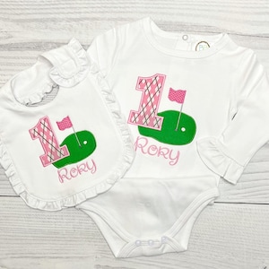Girls First Birthday Outfit/Golf Themed Birthday Outfit/ Hole In One Birthday Shirt