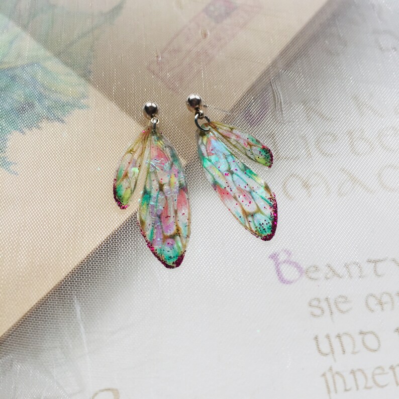Earrings fairy wings Rainbow Fairy