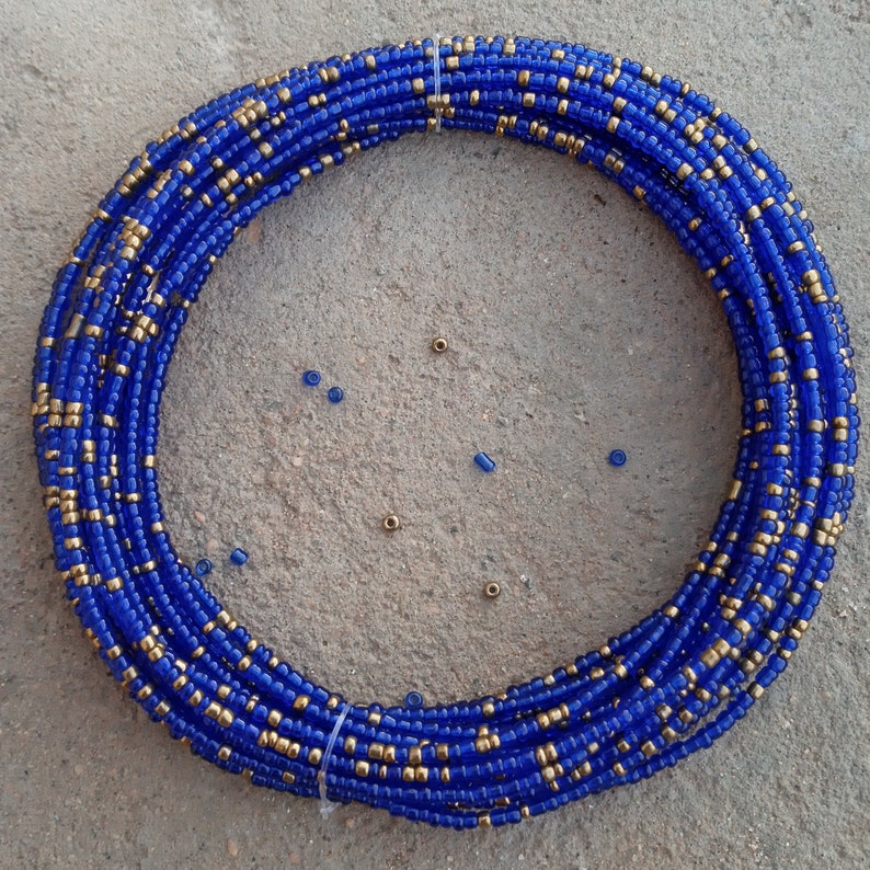 Golden Blue Waist Beads Elegant Beads Belly Beads African Waist Beads On Sale With Clasps Belly Chain Belly Jewelry