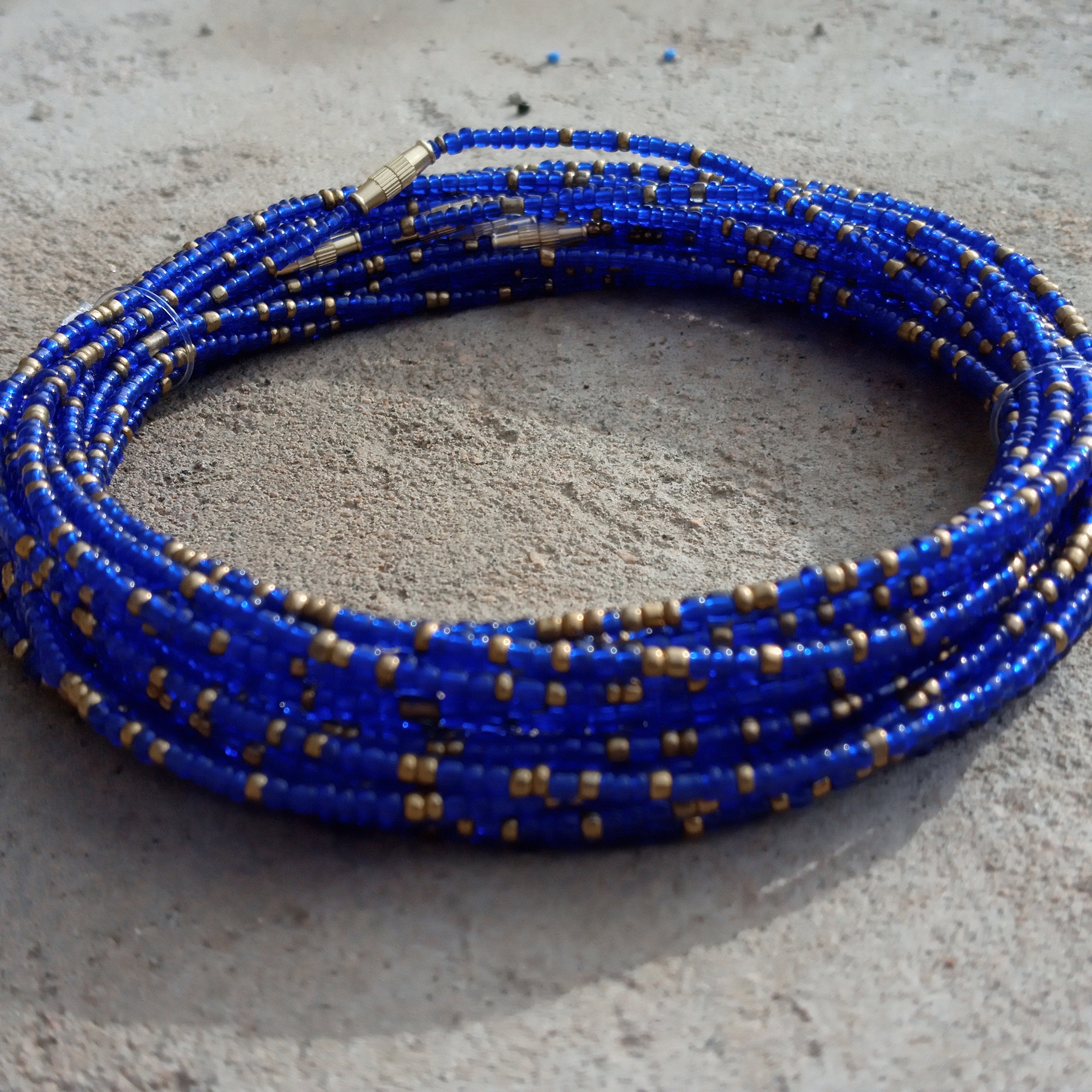 Golden Blue Waist Beads African Waist Beads Belly Beads Etsy