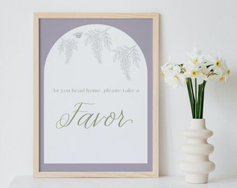 Digital Download | Party Favors Sign | Wisteria Design | Wedding | Regency Style