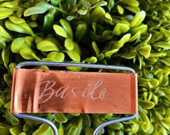 Copper Garden Herb Labels | Engraved Lettering | Permanent Garden Labels | Herb Labels | Garden Markers | 6 pc bundle | Cilantro | Thyme