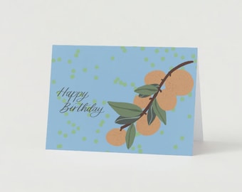 Happy Birthday Card with Illustrated Oranges - Pun Card - Citrus Card - 5x7 Card with Envelope - Cheerful Bday Card - Card for Friend