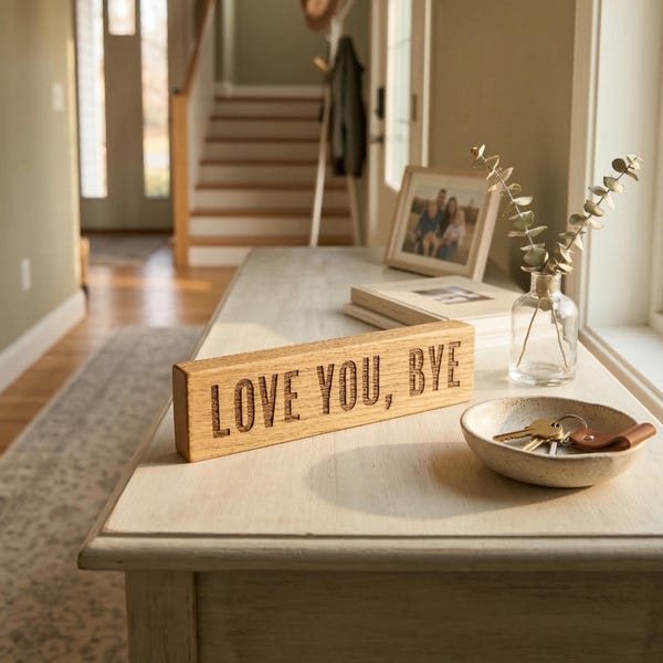 Love You, Bye Wooden Sign, Entryway Hallway Decor, Housewarming Gift