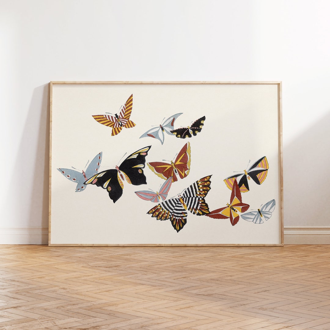 Japanese Minimalist Butterfly Print Butterfly Wall Art Etsy