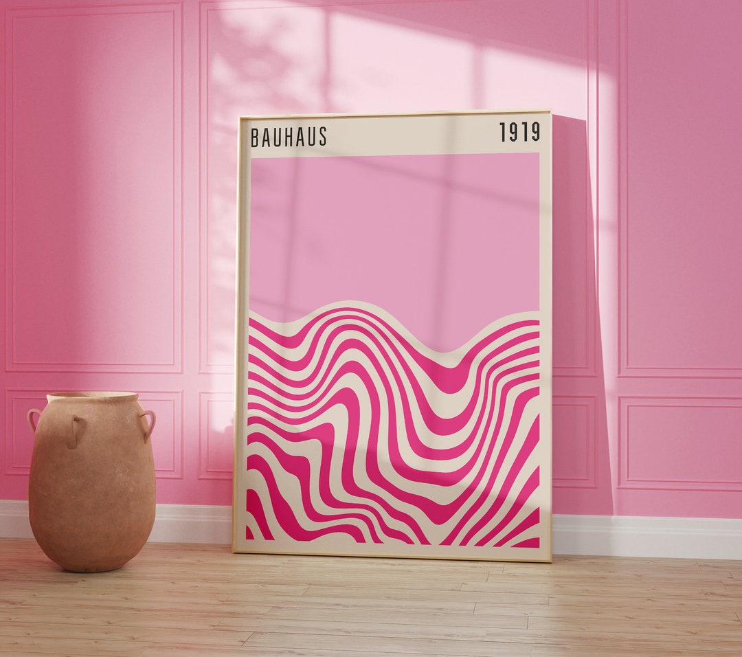 Bauhaus-inspired Print, Contemporary Art, Fun Pink Print, Statement Art ...