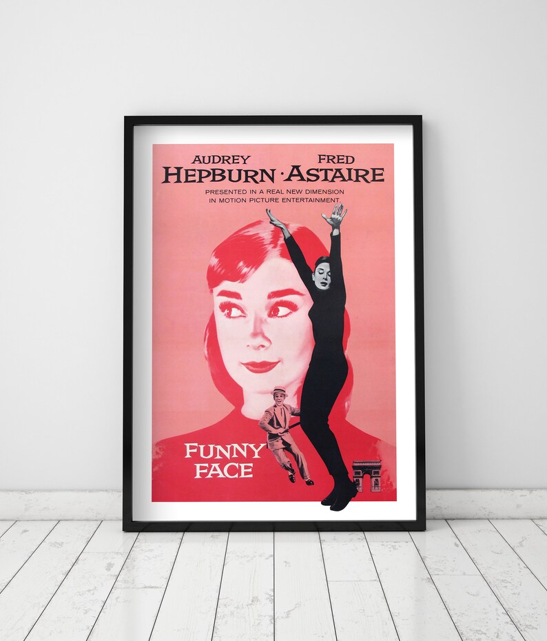 VINTAGE FUNNY FACE AUDREY HEPBURN MOVIE POSTER A4 PRINT