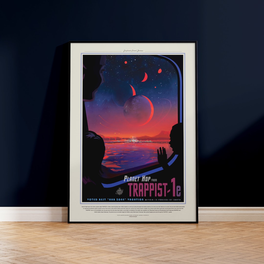 NASA JPL Travel Poster Trappist-1e Home Decor Art Deco Retro Sci-fi ...