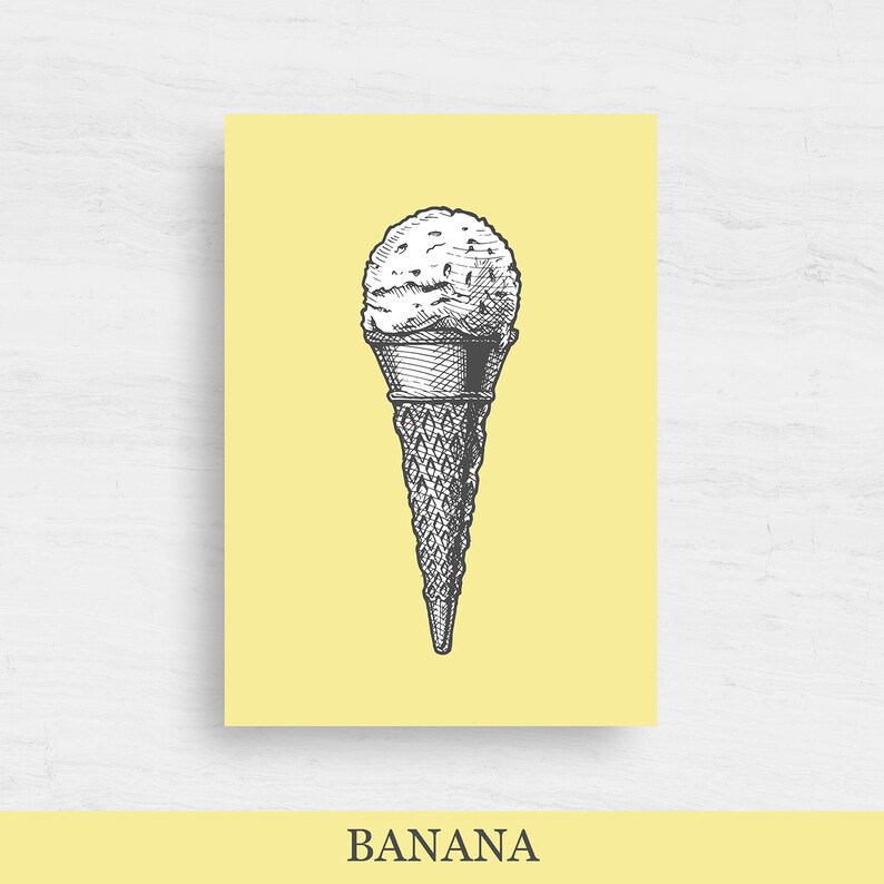 Ice Cream Print Home Decor Kitchen Wall Art Minimalist Etsy