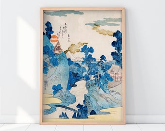 Vintage Japanese Woodblock Print - Fuji No Yukei - Evening View of Mount Fuji - Utagawa Kuniyoshi- Japanese Wall Art - Giclée Print