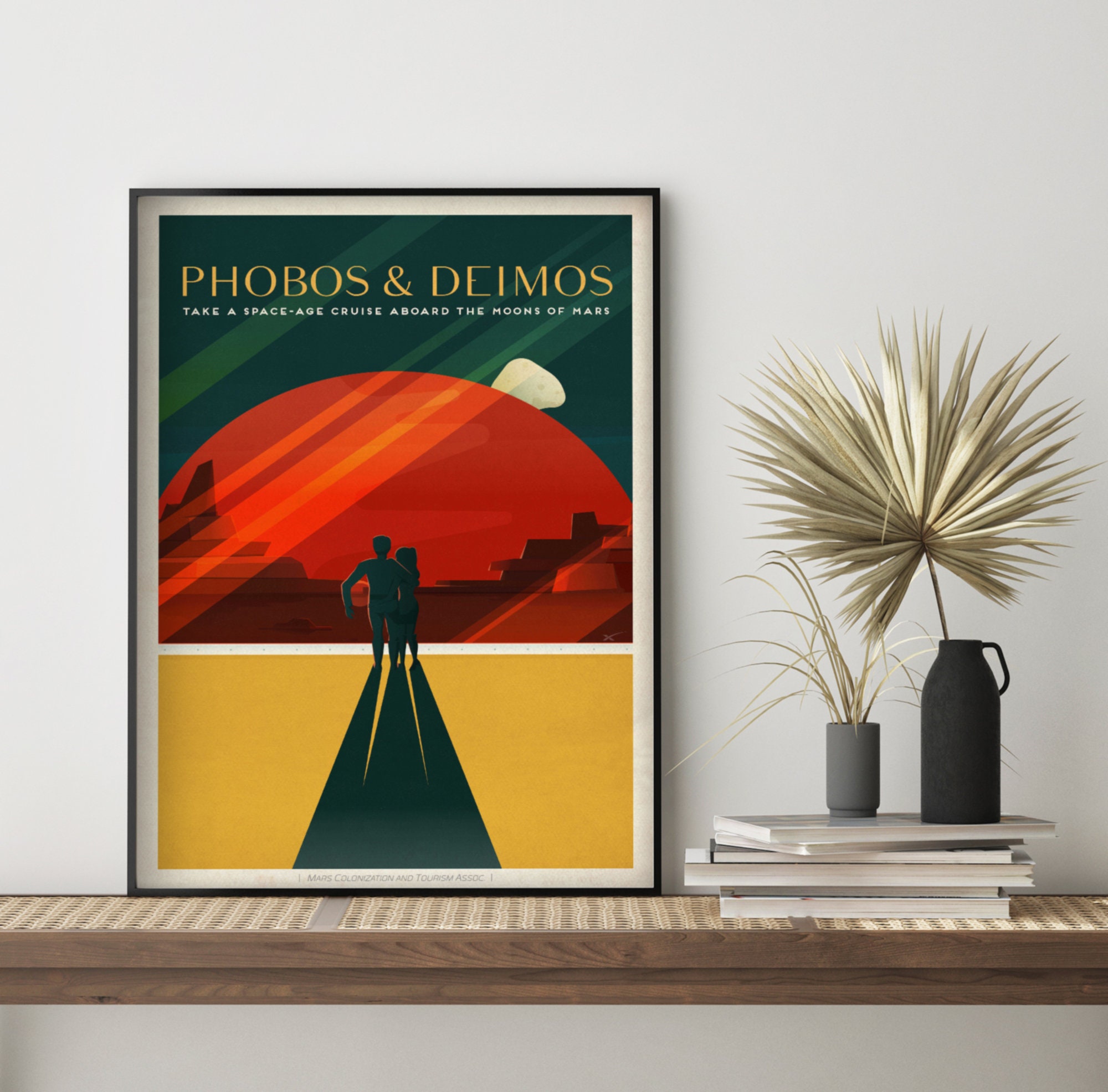 Spacex Travel Poster Phobos & Deimos Home Decor Art Deco | Etsy UK