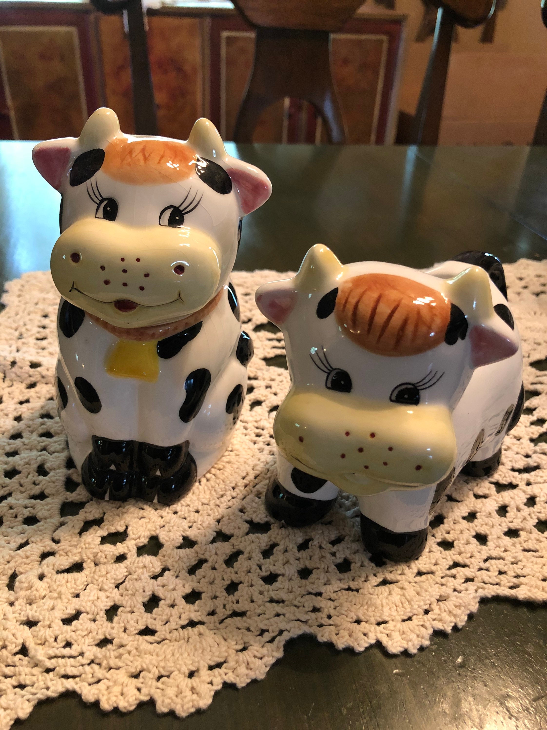 Vintage Cow Sugar and Creamer Set Houston Harvest Black and Etsy
