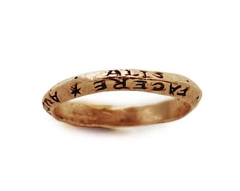 Latin Posie Ring She flies with her own wings. To do is to dare. Latin Quote Ring, Vintage Ring, Rustic Ring