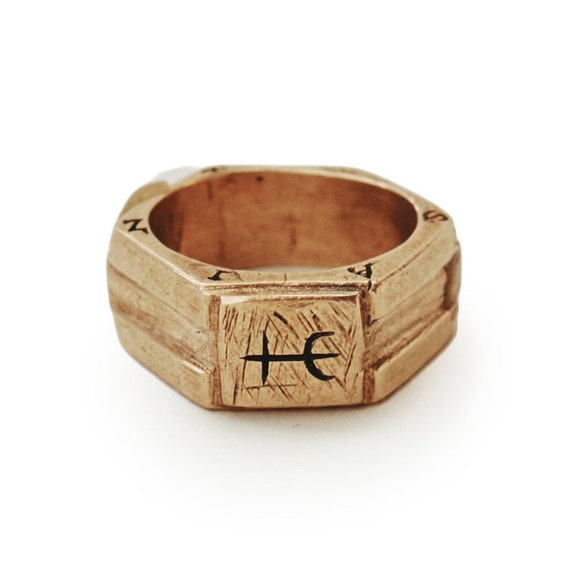 Sumerian Cross Ring Sumerian Jewelry Carved Ring Signet Ring