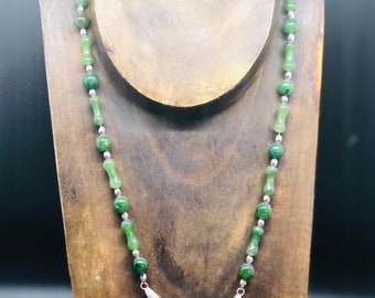Jade necklace with sterling silver beads