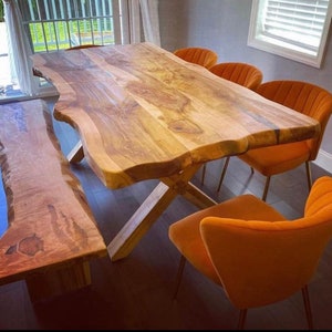 Live Edge Dining table and bench