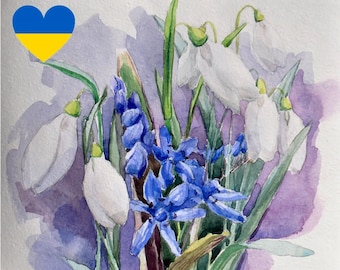 スノードロップ デジタルアート ウクライナのアート 花のアート ウクライナのアーティスト ウクライナの絵画 花の壁アート 私はウクライナと共に祈ります 私はウクライナと共に立ちます