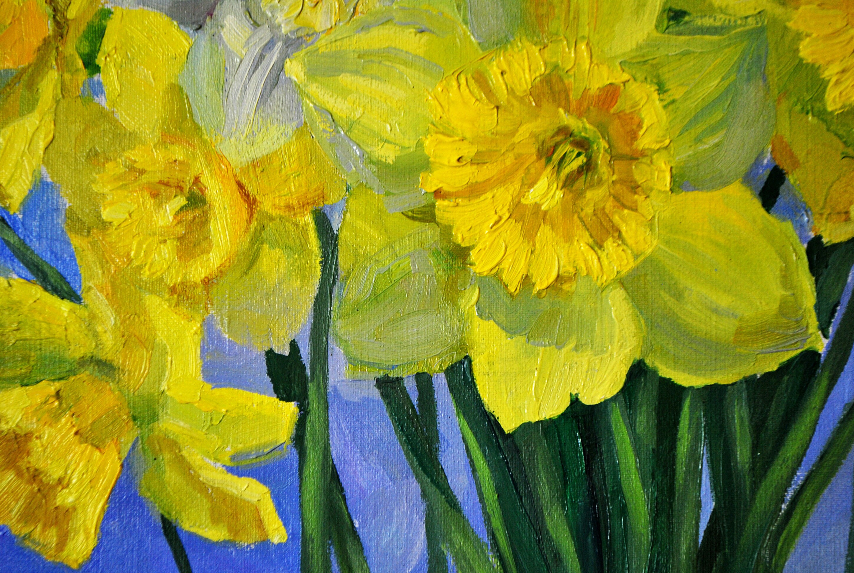 Daffodil painting original Plein air painting Floral oil Etsy